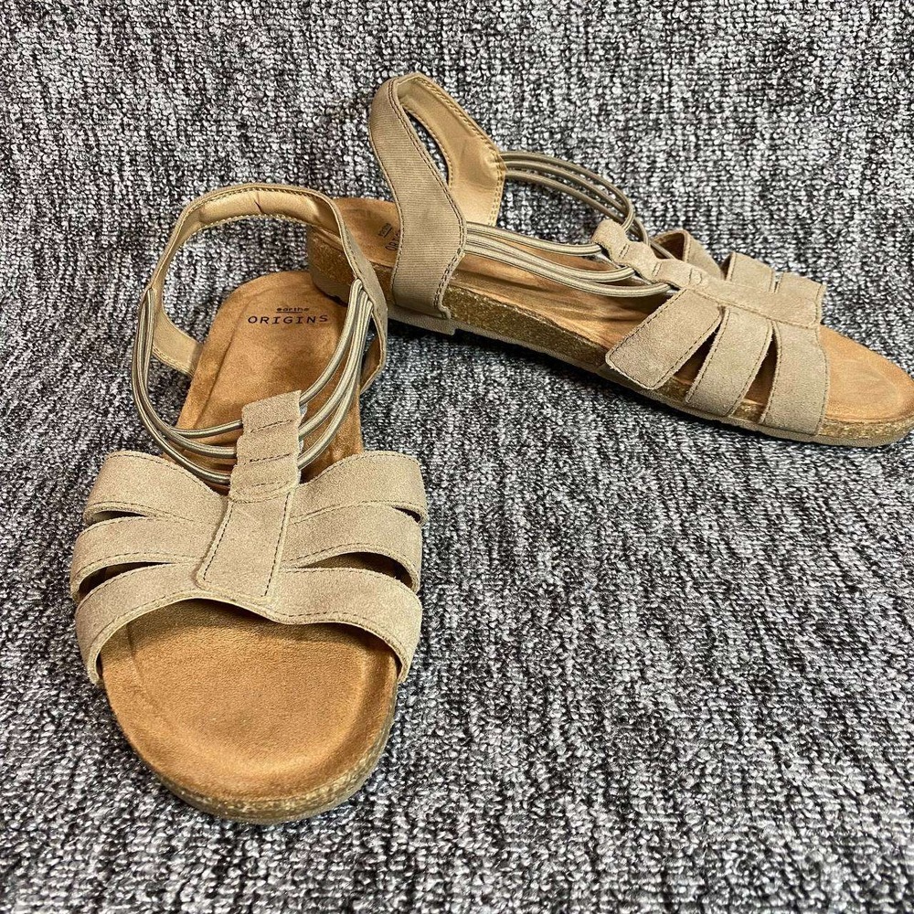 Earth Origins Laney Sandals Womens 11 Sedona Brown Suede Slingback Comfort‎